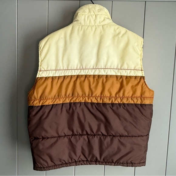 Vintage AVENTURA Grunge Brown Tan Cream Puffy Vest Earth Tones XL - Picture 2 of 13